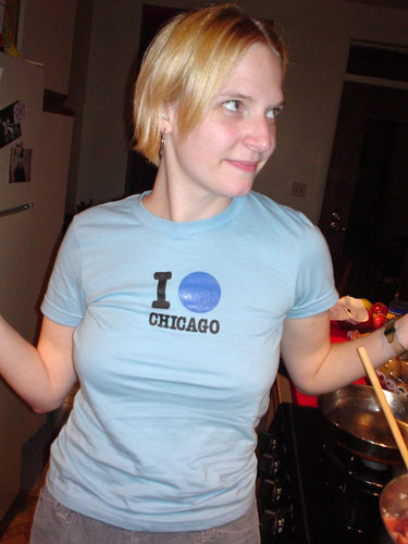 Erica in an I O Chicago shirt