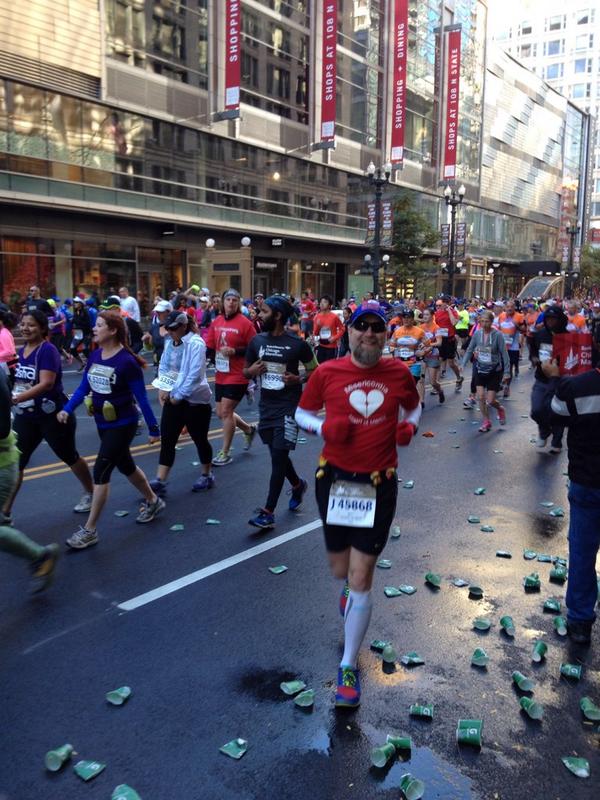 Fuzzy running the Chicago Marathon