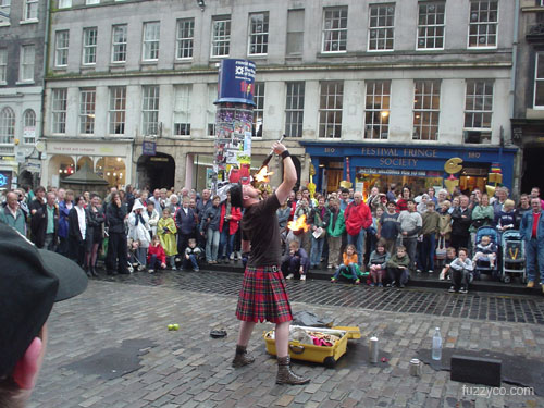 street performer eating fire